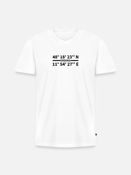 Coordonnées d’Erding - T-shirt encolure en V Premium bio Homme - blanc