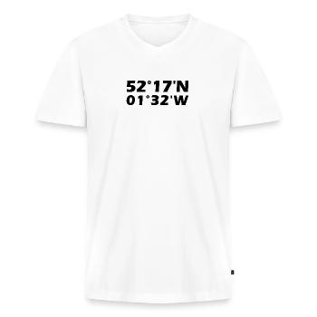 Leamington Spa Koordinaten - Männer Premium Bio T-Shirt mit V-Ausschnitt - Weiß - Vorne - Nico (187cm)