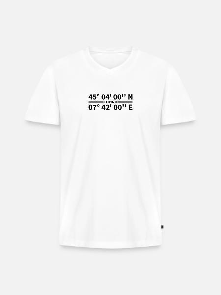 Coordonnées de Turin - T-shirt encolure en V Premium bio Homme - blanc