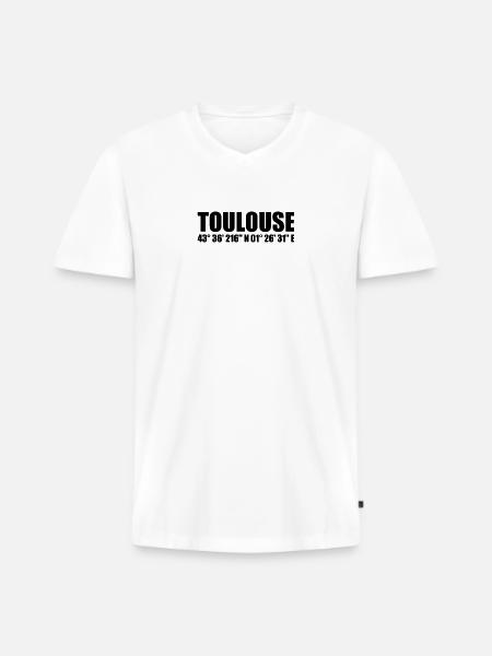 Toulouse coordinates - Men's Premium Organic T-shirt with V-neck - white