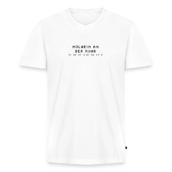 Mülheim an der Ruhr Koordinaten - Männer Premium Bio T-Shirt mit V-Ausschnitt - Weiß - Vorne - Nico (187cm)