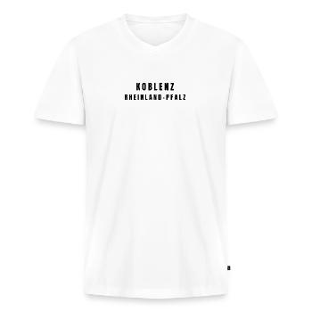Koblenz, Rhineland-Palatinate - Men's Premium Organic T-shirt with V-neck - white - Front - Nico (187cm)
