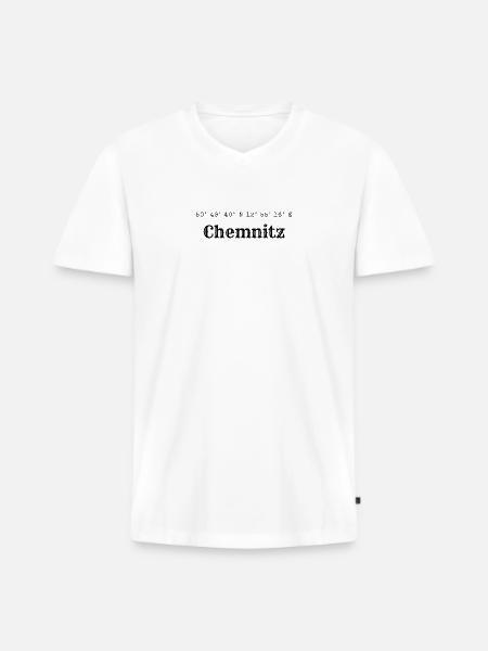 Coordonnées de Chemnitz - T-shirt encolure en V Premium bio Homme - blanc
