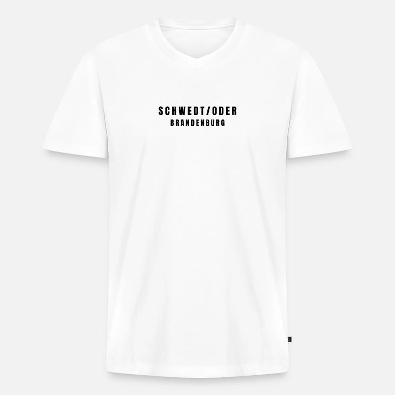 Schwedt/Oder Brandenburg - Männer Premium Bio T-Shirt mit V-Ausschnitt - Weiß