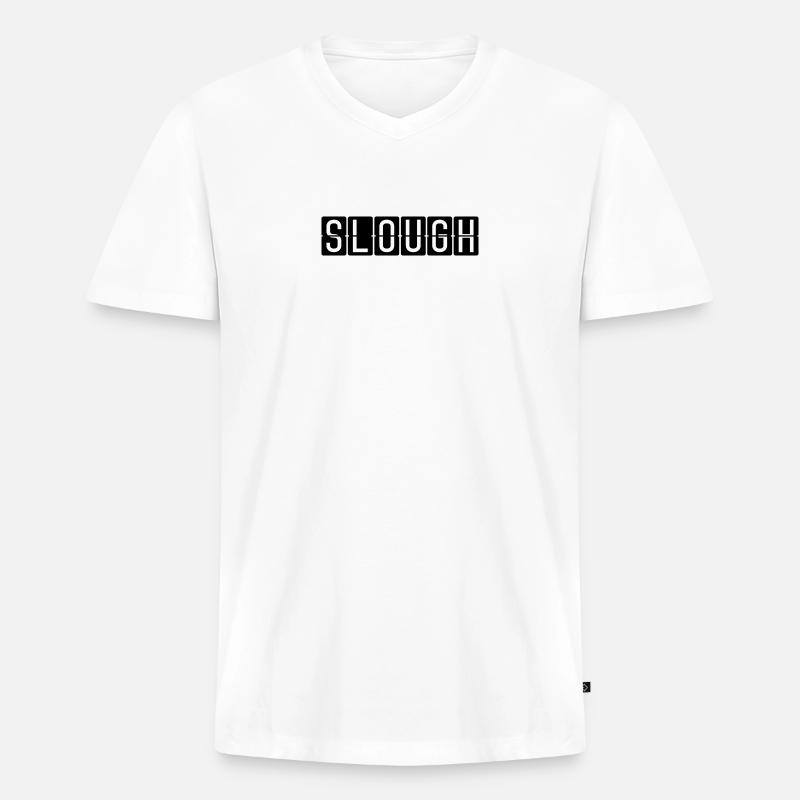 Slough Flughafentafel - Männer Premium Bio T-Shirt mit V-Ausschnitt - Weiß
