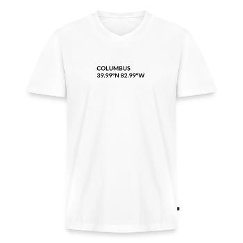 Coordonnées de Columbus, Ohio, États-Unis - T-shirt encolure en V Premium bio Homme - blanc - Devant - Nico (187cm)