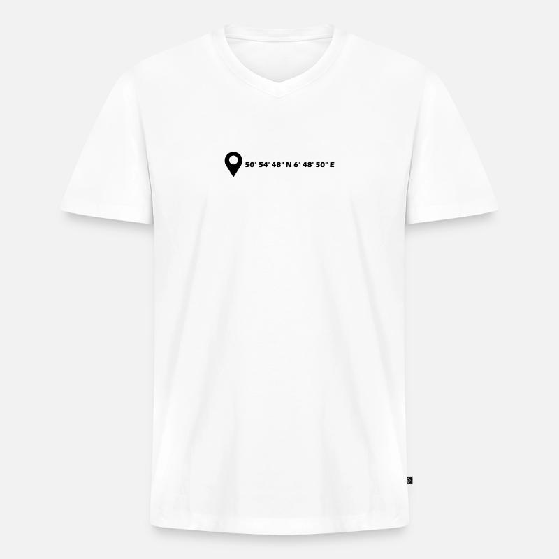 Frechen Koordinaten - Männer Premium Bio T-Shirt mit V-Ausschnitt - Weiß