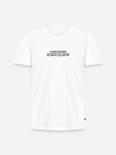 Vancouver, Washington, USA Coordinates - Men's Premium Organic T-shirt with V-neck - white