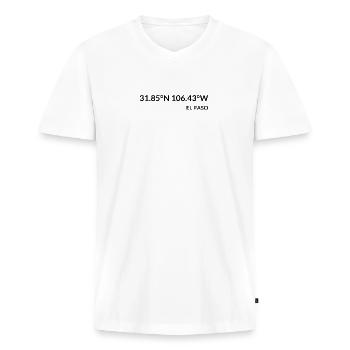 El Paso, Texas, USA Coordinates - Men's Premium Organic T-shirt with V-neck - white - Front - Nico (187cm)