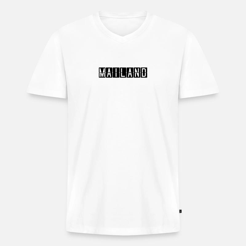 Mailand Flughafentafel - Männer Premium Bio T-Shirt mit V-Ausschnitt - Weiß