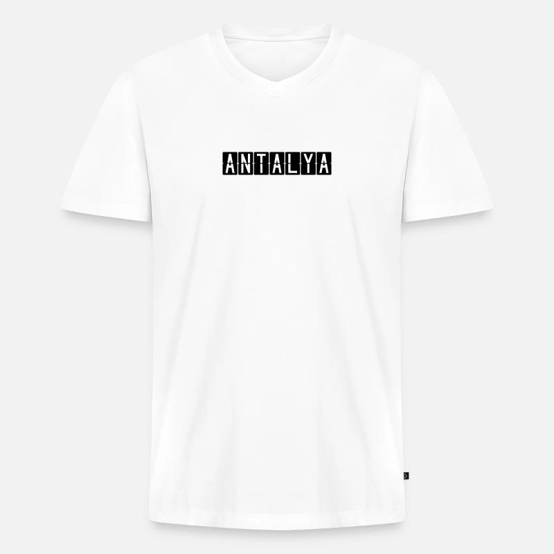 Antalya Flughafentafel - Männer Premium Bio T-Shirt mit V-Ausschnitt - Weiß