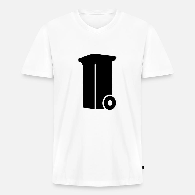 Mülltonne - Männer Premium Bio T-Shirt mit V-Ausschnitt - Weiß