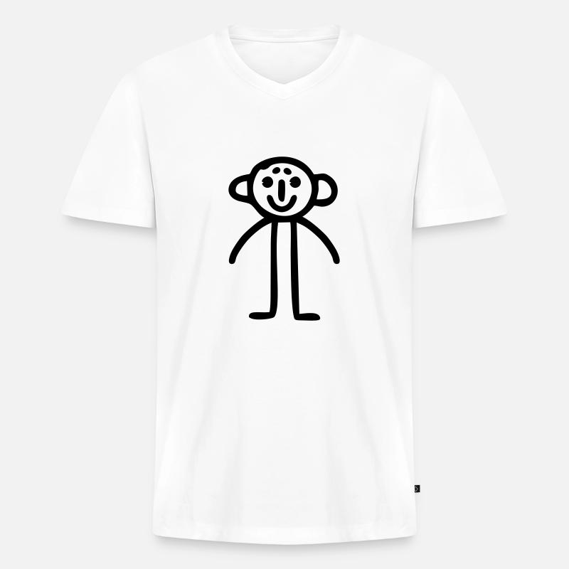Strichmännchen Kinderbild - Männer Premium Bio T-Shirt mit V-Ausschnitt - Weiß