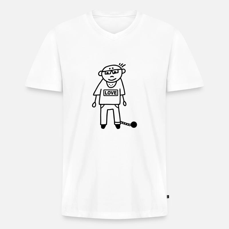 Sträfling Häftling Ehemann - Gefangen - Männer Premium Bio T-Shirt mit V-Ausschnitt - Weiß