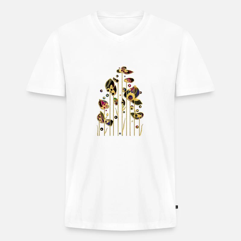 Blumen - Männer Premium Bio T-Shirt mit V-Ausschnitt - Weiß