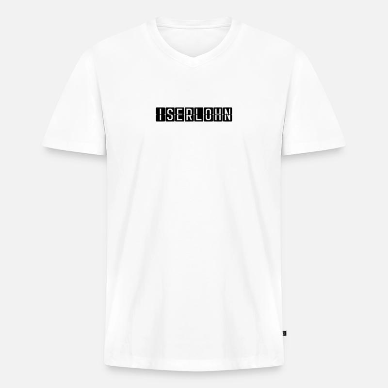 Iserlohn Flughafentafel - Männer Premium Bio T-Shirt mit V-Ausschnitt - Weiß