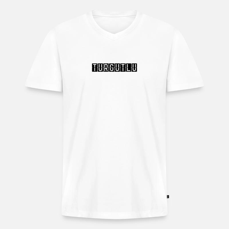 Turgutlu Flughafentafel - Männer Premium Bio T-Shirt mit V-Ausschnitt - Weiß