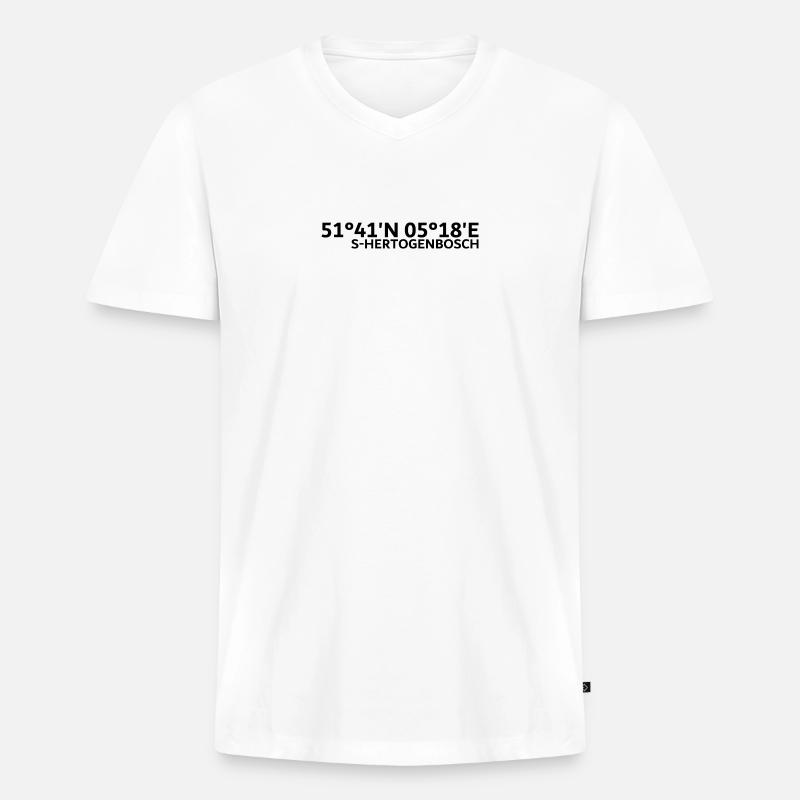 s-Hertogenbosch Koordinaten - Männer Premium Bio T-Shirt mit V-Ausschnitt - Weiß