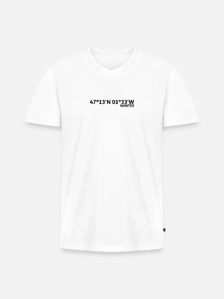 Nantes Coordinates - Men's Premium Organic T-shirt with V-neck - white
