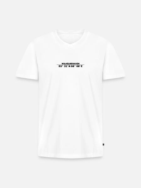 Wilhelmshaven coordinates - Men's Premium Organic T-shirt with V-neck - white