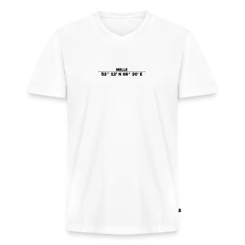 Coordonnées de Melle - T-shirt encolure en V Premium bio Homme - blanc - Devant - Nico (187cm)