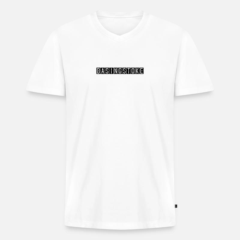 Basingstoke Flughafentafel - Männer Premium Bio T-Shirt mit V-Ausschnitt - Weiß