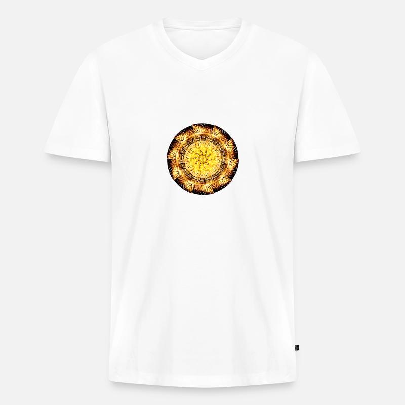 Mandala - Männer Premium Bio T-Shirt mit V-Ausschnitt - Weiß