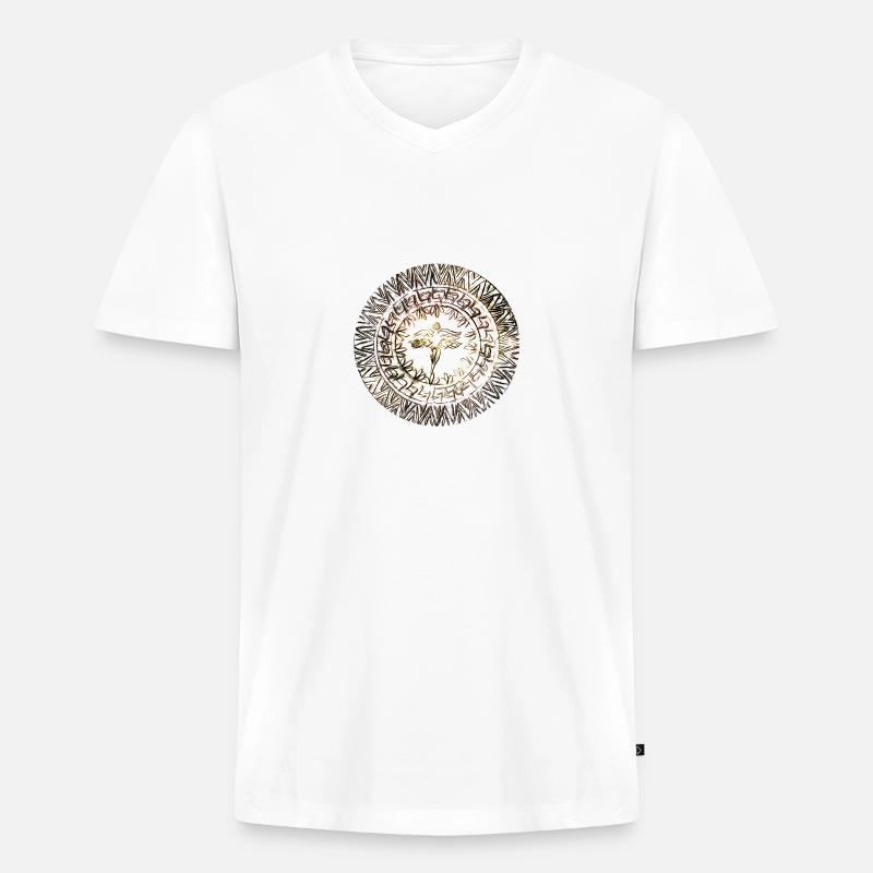 Mandala - Männer Premium Bio T-Shirt mit V-Ausschnitt - Weiß