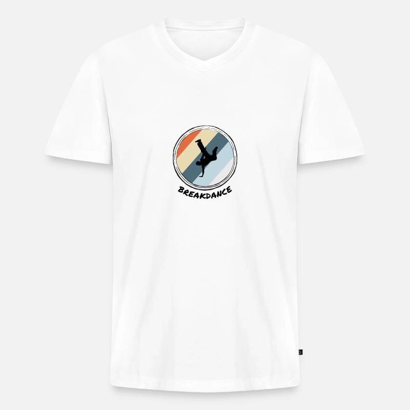 Breakdance - Männer Premium Bio T-Shirt mit V-Ausschnitt - Weiß