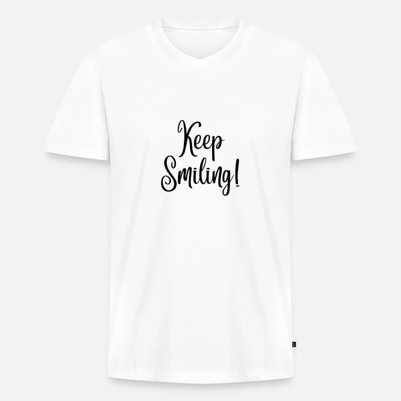Keep smiling - Männer Premium Bio T-Shirt mit V-Ausschnitt - Weiß