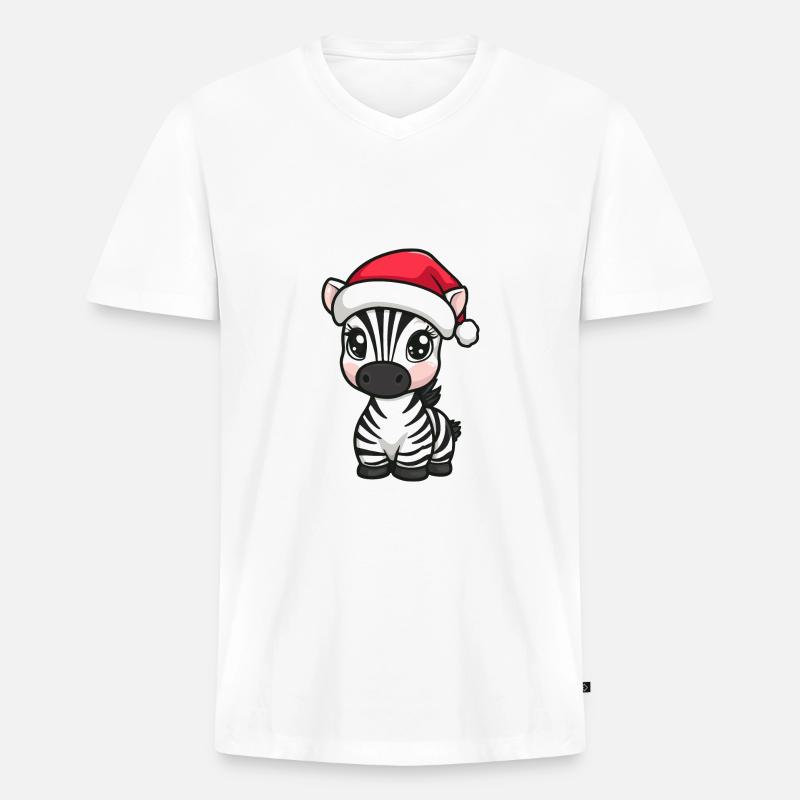 Zebra Weihnachten Niedlich - Männer Premium Bio T-Shirt mit V-Ausschnitt - Weiß