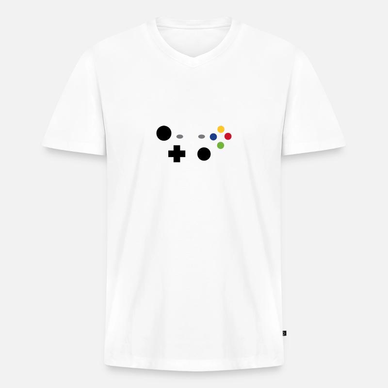 Controller - Männer Premium Bio T-Shirt mit V-Ausschnitt - Weiß