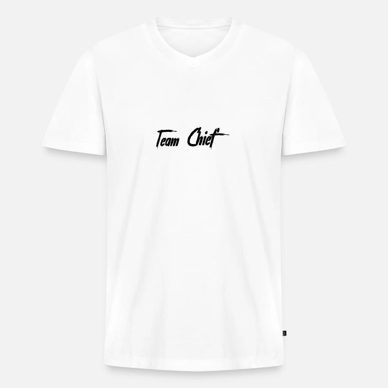 Team Chief - Männer Premium Bio T-Shirt mit V-Ausschnitt - Weiß
