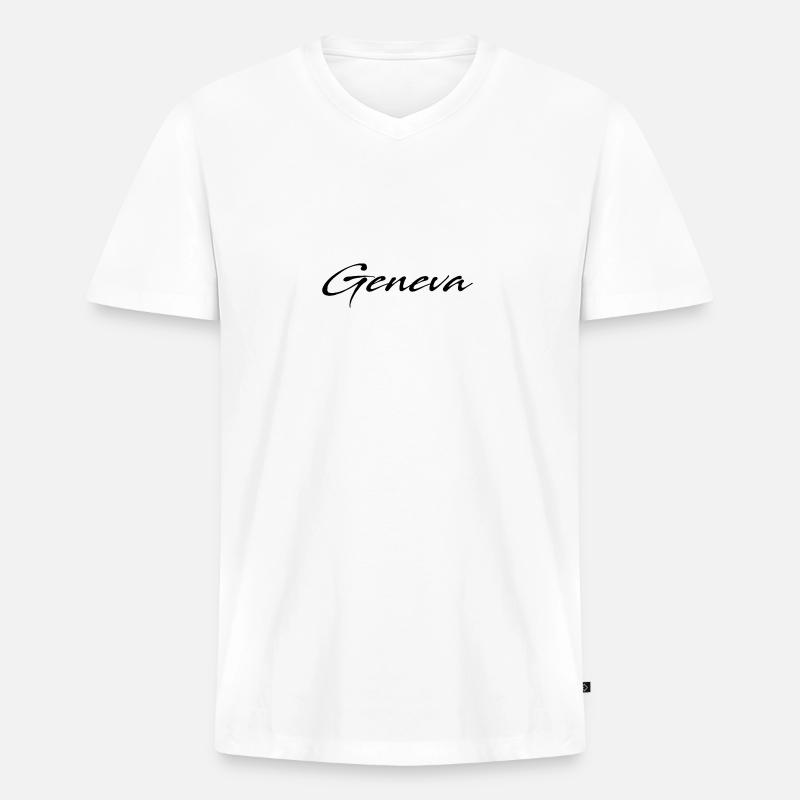 Geneva - Männer Premium Bio T-Shirt mit V-Ausschnitt - Weiß