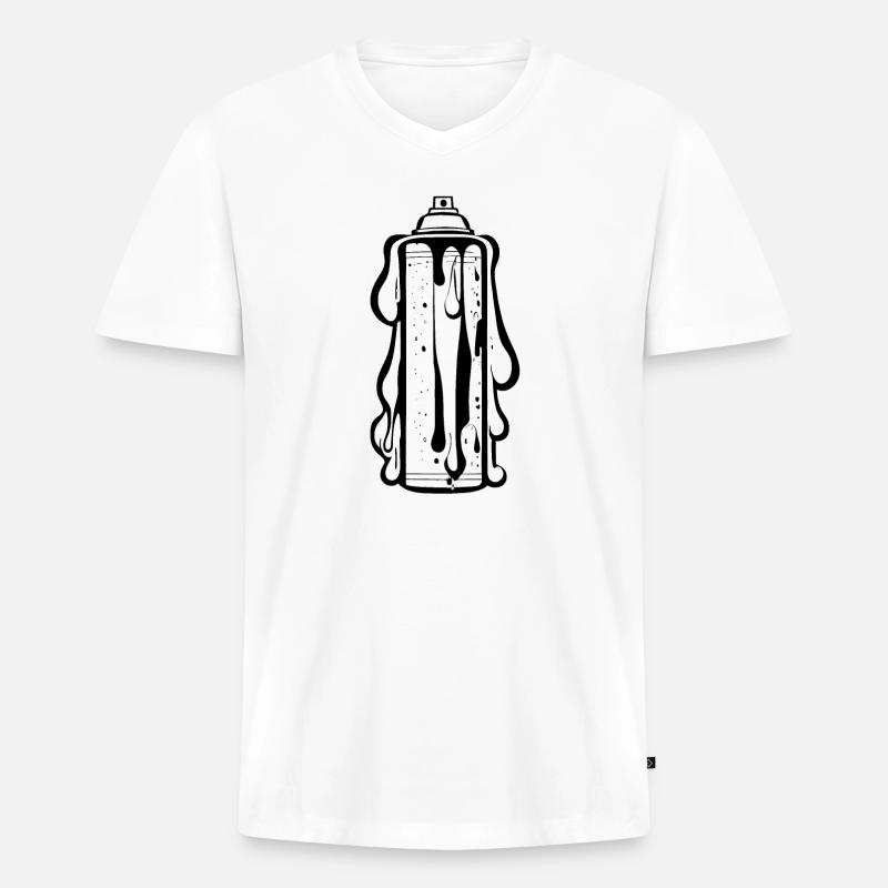 Comic Sprühdose mit Tropfen - Männer Premium Bio T-Shirt mit V-Ausschnitt - Weiß