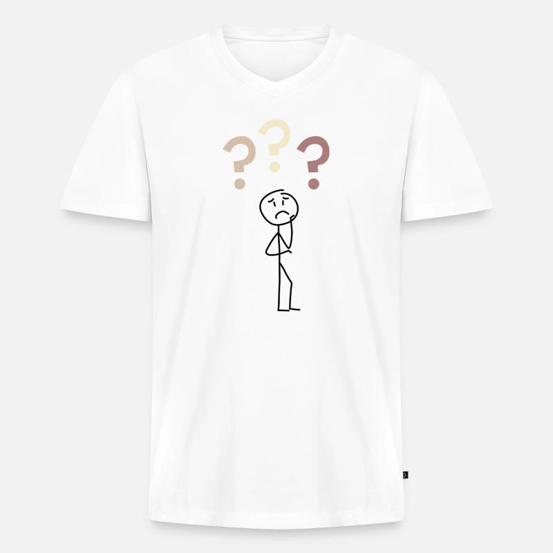 Three Question Marks – Minimal Mystery Design - Männer Premium Bio T-Shirt mit V-Ausschnitt - Weiß