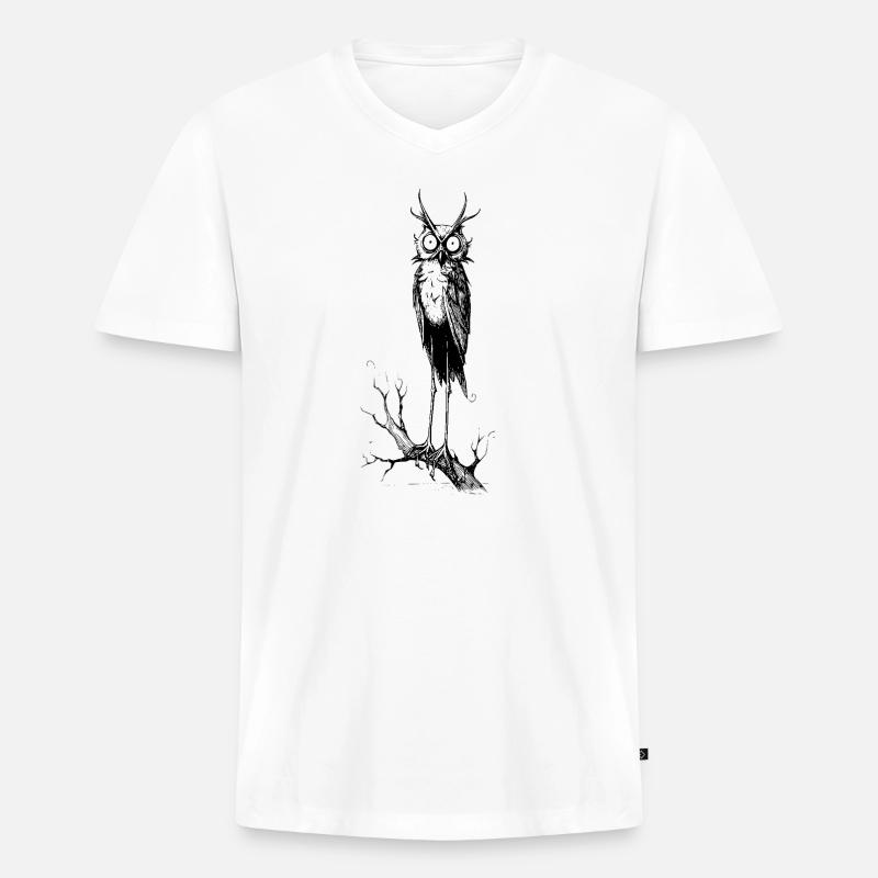 Gothic-Eule - Männer Premium Bio T-Shirt mit V-Ausschnitt - Weiß