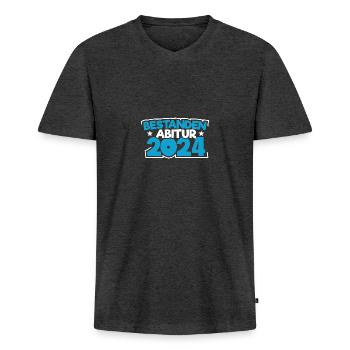 Abitur 2024 Abireise Abifeier Abifahrt Abiturient - Männer Premium Bio T-Shirt mit V-Ausschnitt - Anthrazit meliert - Vorne - Nico (187cm)