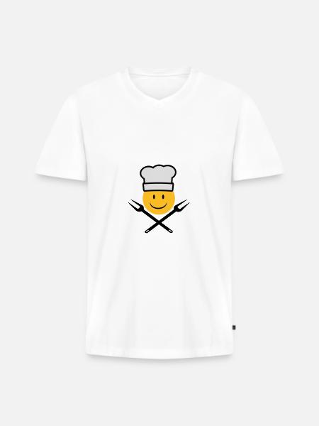 griller - T-shirt encolure en V Premium bio Homme - blanc