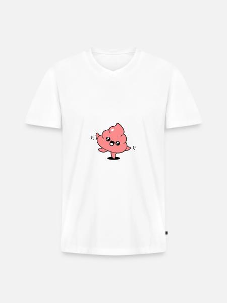 Emoticon poop dance - Men's Premium Organic T-shirt with V-neck - white