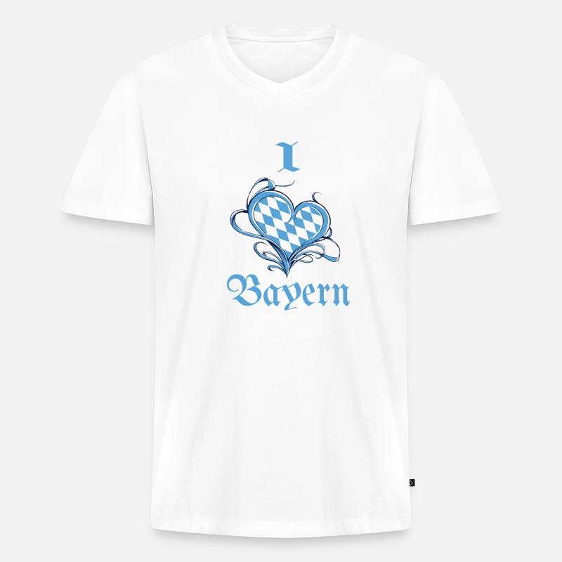 Bayer Liebe - Männer Premium Bio T-Shirt mit V-Ausschnitt - Weiß