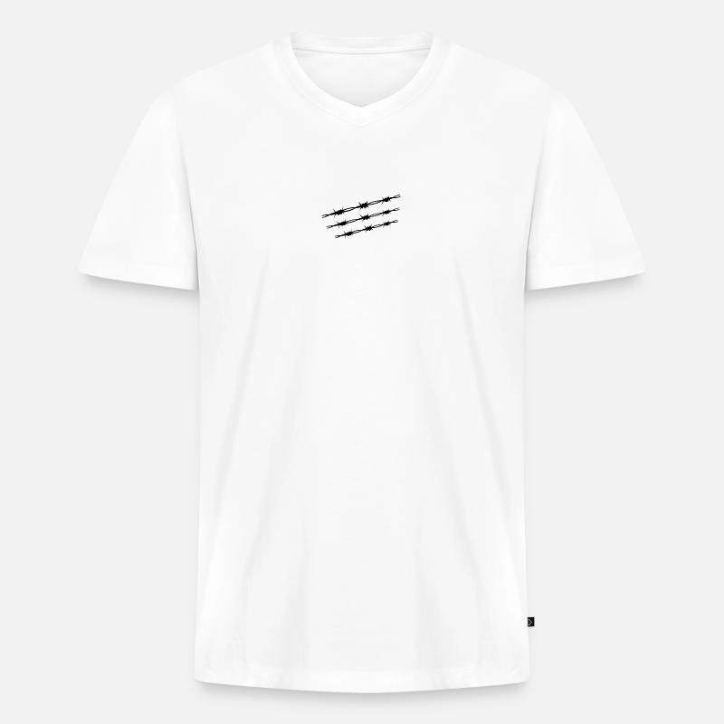 Stacheldraht 3 - Männer Premium Bio T-Shirt mit V-Ausschnitt - Weiß