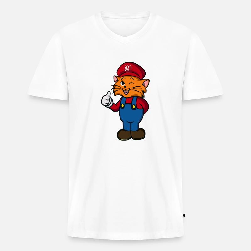 Süße Katze - Männer Premium Bio T-Shirt mit V-Ausschnitt - Weiß