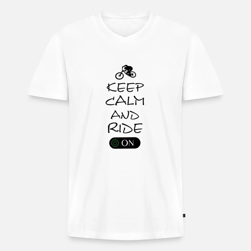 Downhill Biken Biker BMX Mtb - Männer Premium Bio T-Shirt mit V-Ausschnitt - Weiß