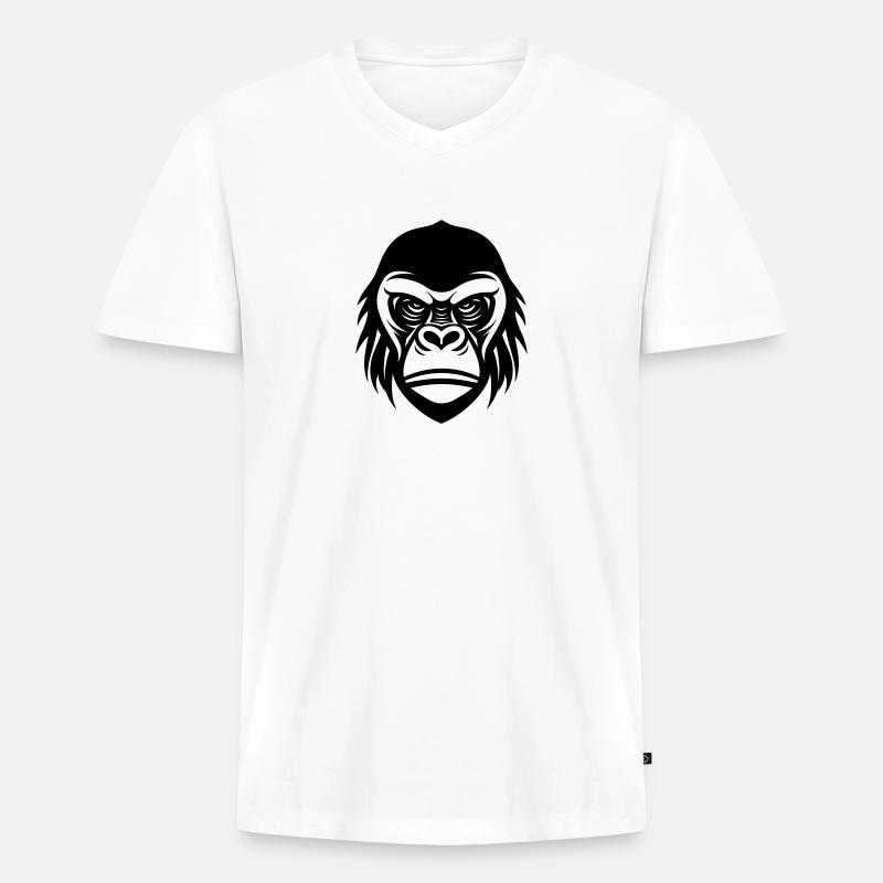 Gorilla - Männer Premium Bio T-Shirt mit V-Ausschnitt - Weiß