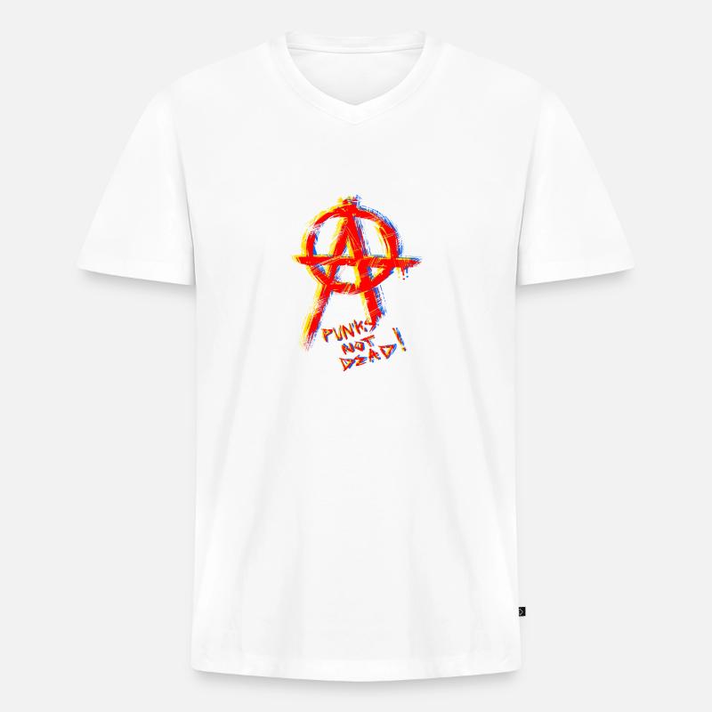 punks not dead anarchy - Männer Premium Bio T-Shirt mit V-Ausschnitt - Weiß