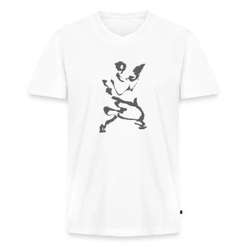 Taichi - Männer Premium Bio T-Shirt mit V-Ausschnitt - Weiß - Vorne - Nico (187cm)