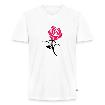 Rose - T-shirt encolure en V Premium bio Homme - blanc - Devant - Nico (187cm)