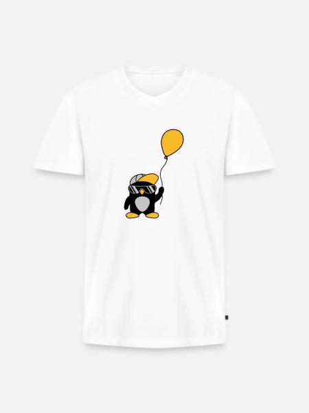 Balloon cool penguin cap - Men's Premium Organic T-shirt with V-neck - white
