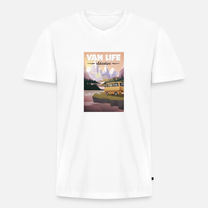 Van-Leben - Männer Premium Bio T-Shirt mit V-Ausschnitt - Weiß